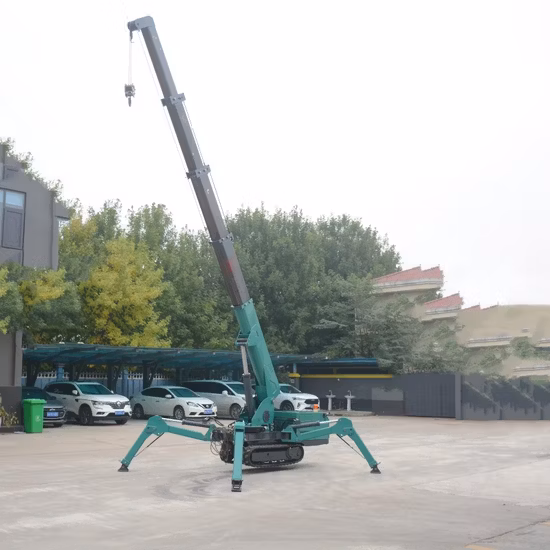 Hydraulic Telescopic Boom Diesel Engine Drive Rubber Small Glass Lift Mobile Mini Size Heavy Crawler Spider Crane with CE Certificate 1.2 Ton 3 Ton 8 Ton