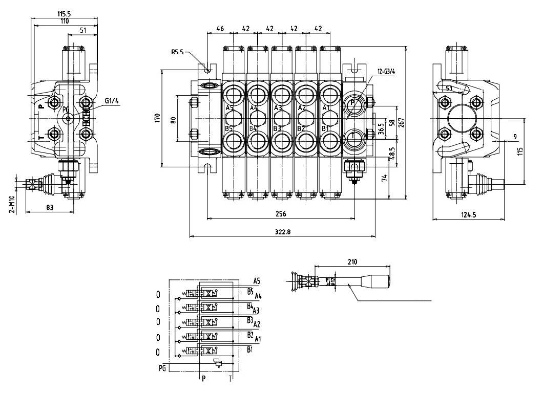 Hydraulic Multi-Way&#160; Directional Flow Control Valve Edl-F20L