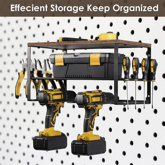 Amazon New Design 4 Tier Metal Power Tool Storage Organizer Garage with 4 Drill Other Tool Storage